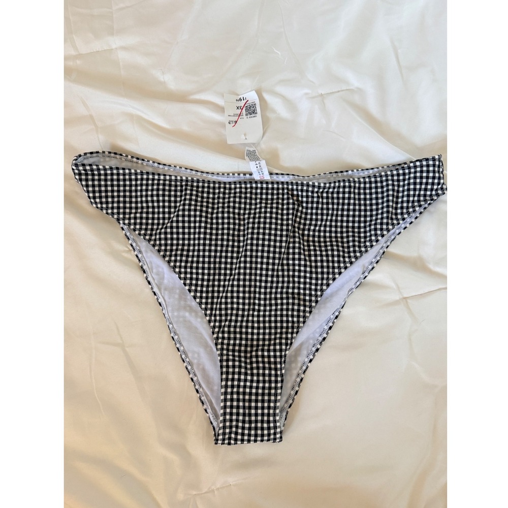 Forever 21 Plus Size 3X Bikini Bottoms Black White Gingham‎ High Waist Swimwear